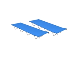 Vidaxl Camas De Campismo 2 Pcs 180x60x19 Cm Tecido Oxford E Aço Azul
