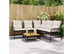 Vidaxl 2 Pcs Conjunto Sofás De Jardim Com Almofadões Vime Pe Preto