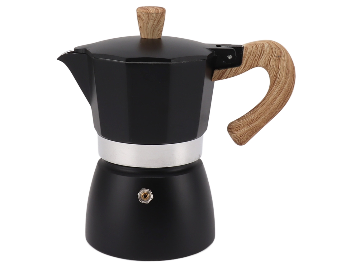Cafeteira Moka Octogonal De Alumínio Clássica Portátil Para Café Moka Para Camping Uso Doméstico Preto 6 Xícaras Brilvibera