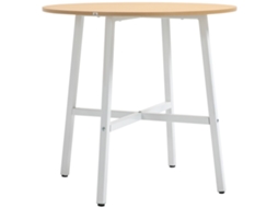 Mesa De Branca Jantar Redonda Cozinha Moderna Para 4 Pessoas Com Pernas Aço Sala Estar Ø80x76 Cm Natural E