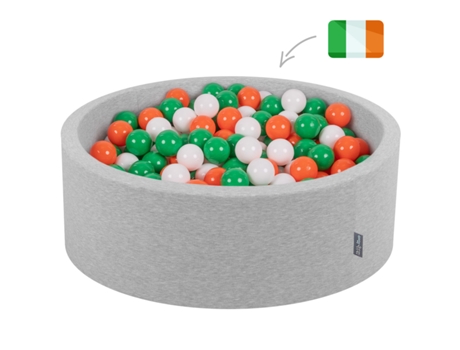 Piscina de Bolas com Bolas Coloridas 90X30Cm/300 Bolas 7Cm para Bebés Crianças Redondas Irlanda:Verde/Branco/Laranja KIDDYMOON