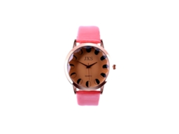 Relógio de Pulso Feminino de Moda com Pulseira Pu Dial Redondo Quartz (rosa)
