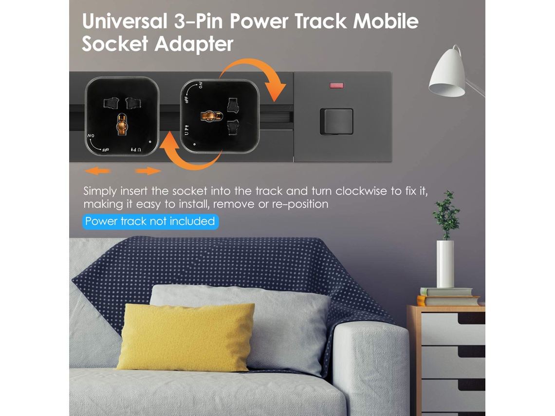 Tomada de Trilho Universal YURU adaptador móvel para trilho elétrico com instalação fácil