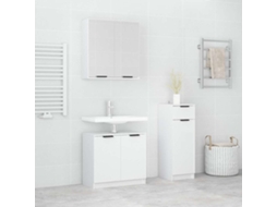 Vidaxl 3 Pcs Conjunto Móveis Casa De Banho Madeira Processada Branco
