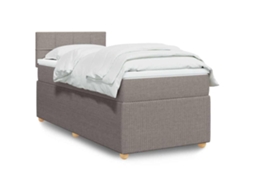 Vidaxl Cama Com Molas/colchão 90x190 Cm Tecido Castanho-acinzentado