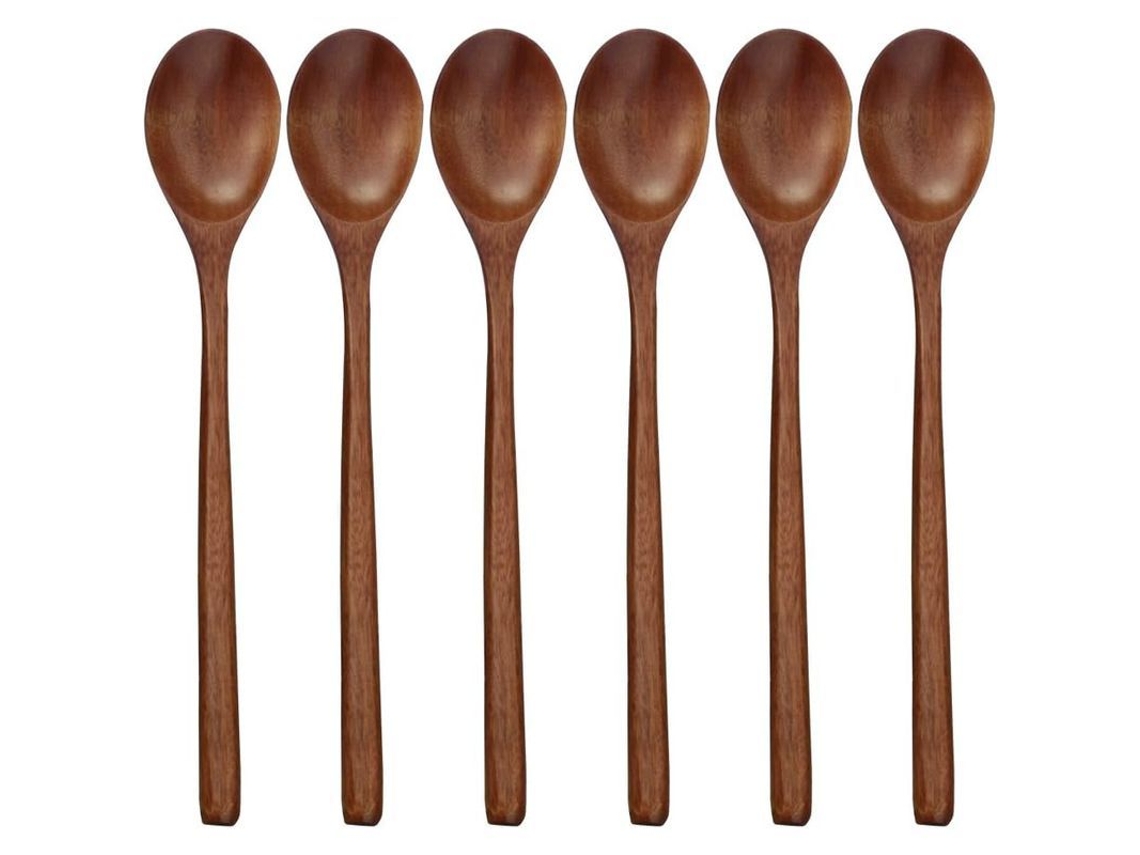 2026 cucharas de Madeira, 6 Unidades 22,86 Cm, Utensílios de Cozinha para Sopa e Comida