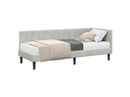 Conjunto de 2 Estruturas de Cama de Canto com Colchão Cinzento Claro MAISON EXCLUSIVE (não especificado)