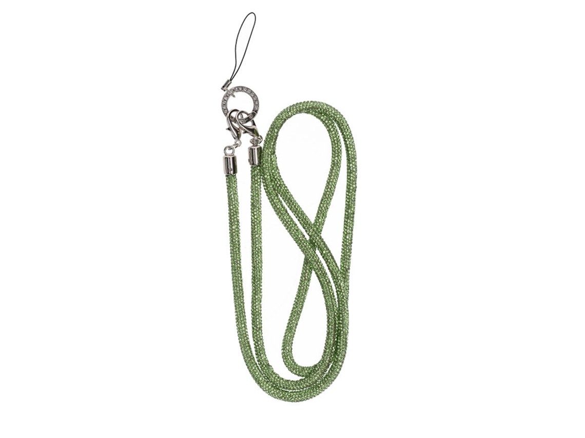 Colar Com Alça Para Celular, 120 Cm - Verde Com Glitter