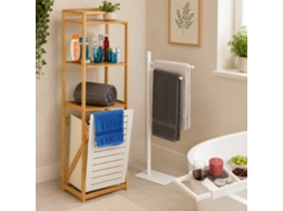 Conjunto de Arrumação para Casa de Banho Estilo Spa 3 Peças: Organizador, Cesto Roupa Suja e Toalheiro NORTHIO