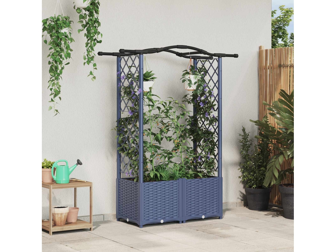 Vidaxl Cama Elevada Com Treliça E Telhado Cinzento 125 X 40 X 138 Cm