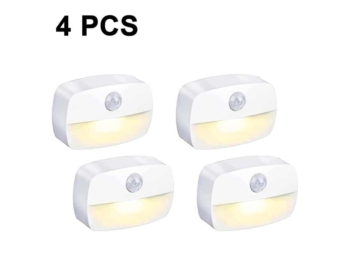 Pack de 4 Luzes Noite Sensor Crepúsculo Luzes Automáticas para Quarto Casa de Banho Escadas Cozinha NEVEANCE