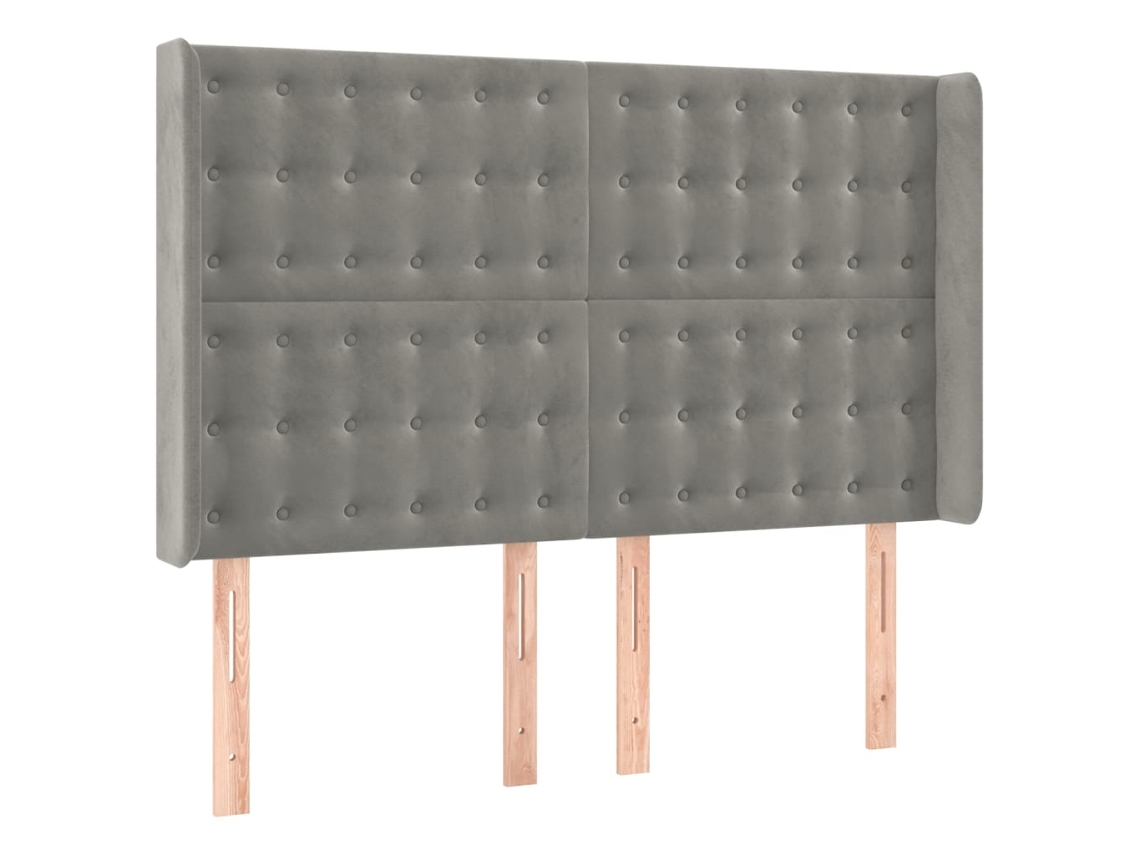 Cabeceira de Cama com Abas Veludo Cinzento Claro MAISON EXCLUSIVE (147x16x118 cm)
