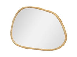 Espelho De Parede Decorativo 70x50 Cm Com Forma Irregular E Moldura De Madeira Para Sala Entrada Horizontal Ou Vertical Natural