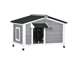 Casa de Madeira para Cães, Teto de Asfalto, Base Removível, 97x72x65 cm Cinza S/MARCA