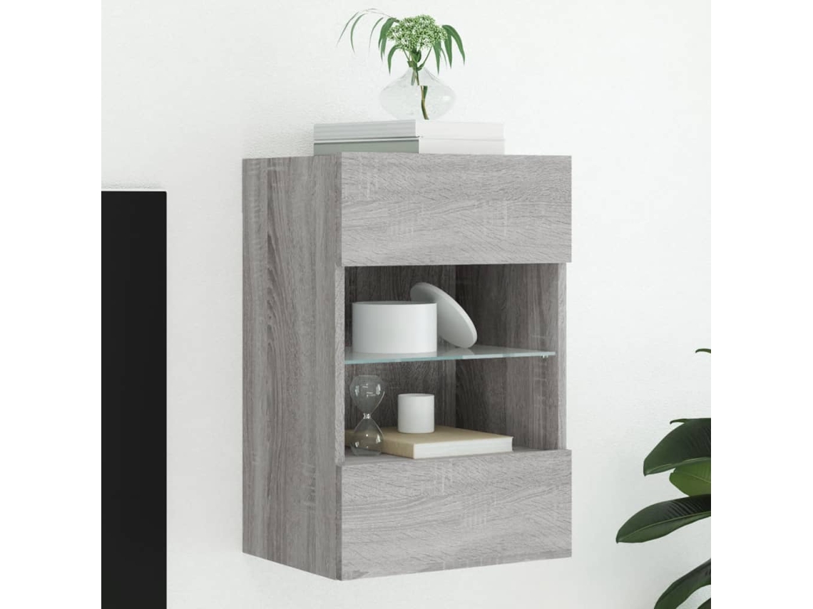 Vidaxl Móvel De Parede P/ Tv C/ Luzes Led 40x30x60,5cm Cinzento Sonoma
