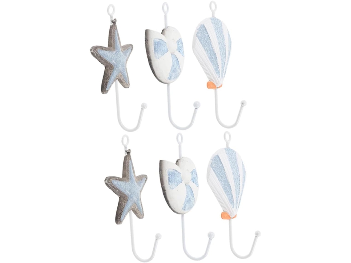 Conjunto Com 2 Ganchos De Parede Decorativos Em Resina, Estilo Mediterrâneo.
