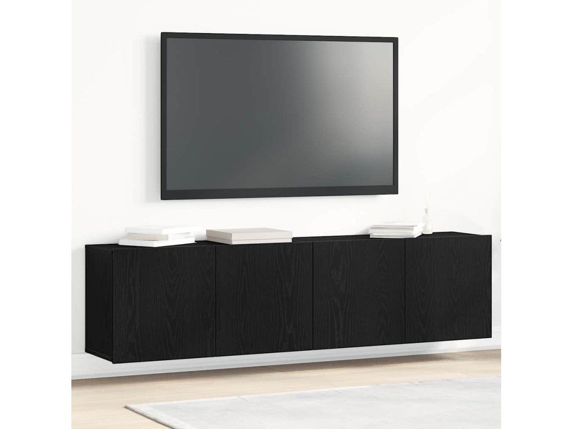 Vidaxl Armários De Tv 2 Peças Carvalho Preto 160x30x41 Cm Madeira Projetada