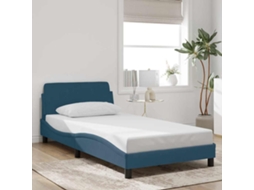 Vidaxl Estrutura De Cama Com Cabeceira Dover 100x200 Cm Veludo Azul