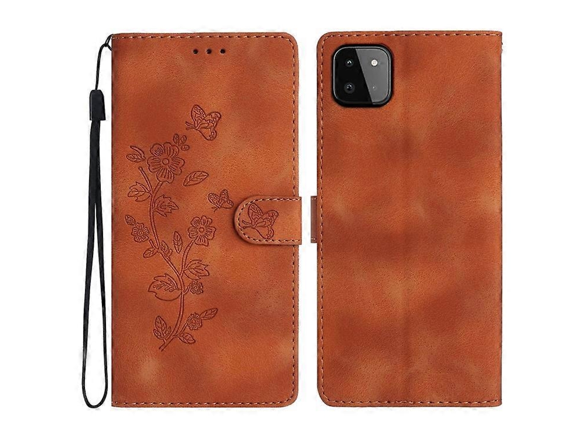 Capa Tipo Carteira De Couro Sintético Com Estampa De Flores E Suporte Dobrável, Compatível Com Samsung Galaxy A22 5g (versão Ue)