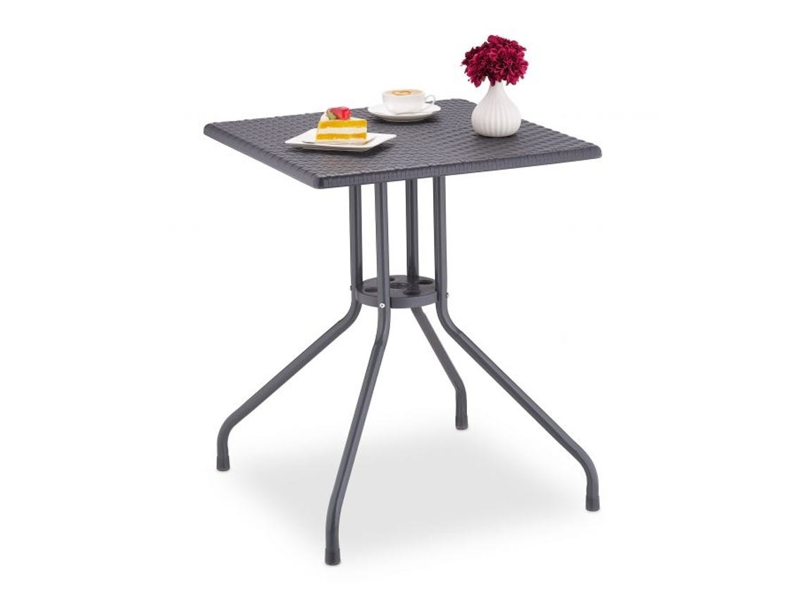 Mesa De Jardim Em Visual De Rattan Cinza B2x