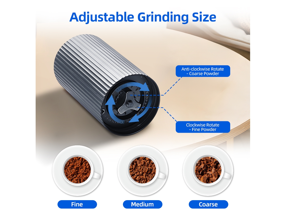Moedor de café manual com lâmina cônica de AÇO INOXIDÁVEL ajuste infinito capacidade 25g portátil | S/MARCA