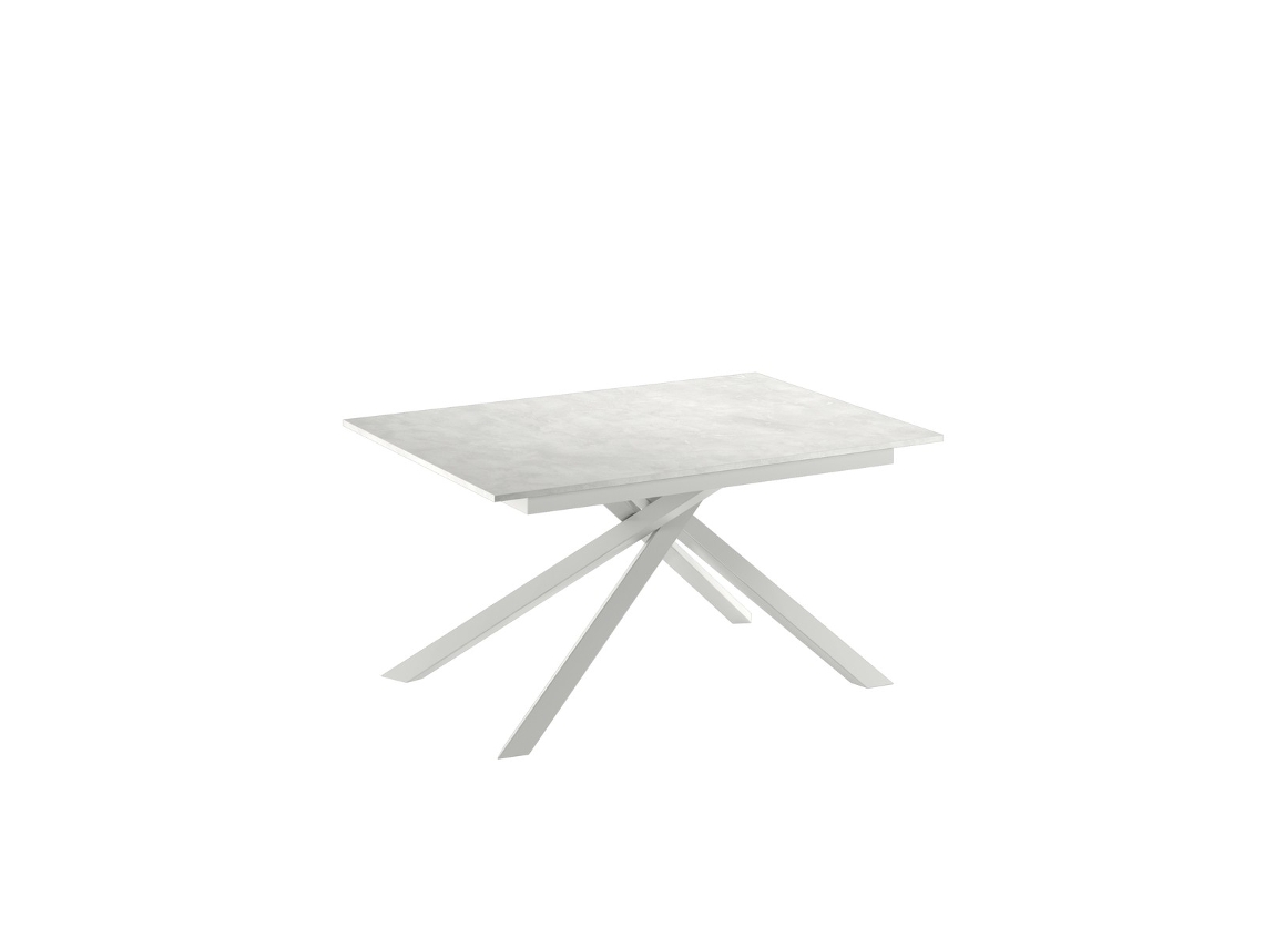 Mesa Moderna Extensível Pulse 25 Com Tampo Em Melamina Branca Fosca E Estrutura Em Metal Branco - 140-190x90 Cm