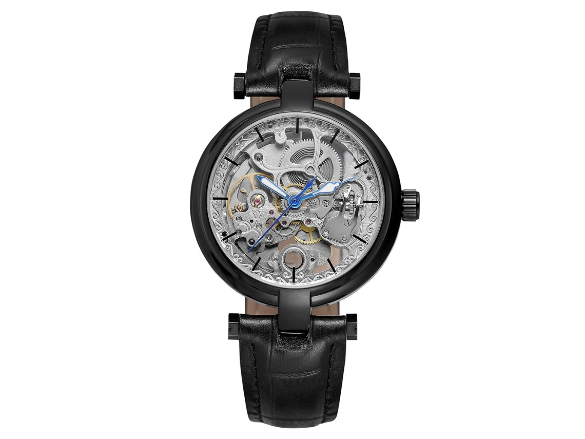 Relógio Masculino Automático Mecânico com Pulseira Pu, Resistente e Fashion