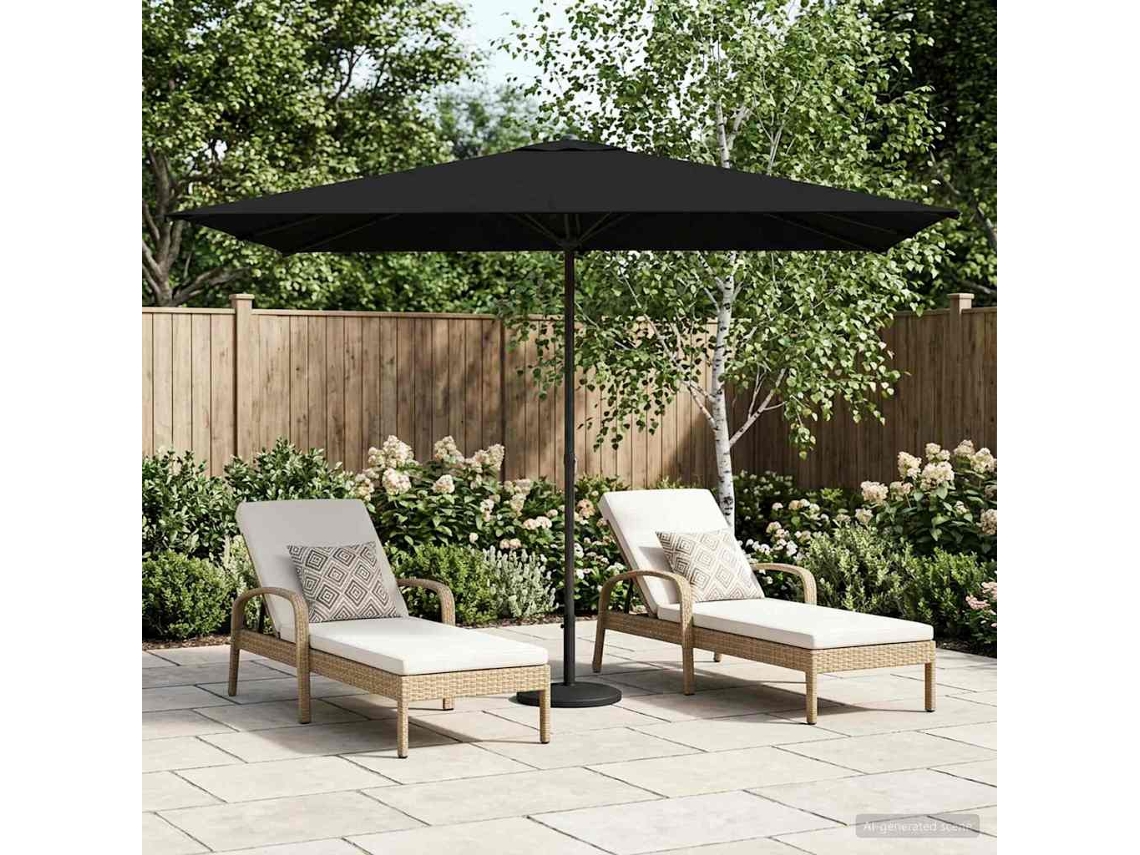 Vidaxl Guarda-sol De Jardim 200 X 300 Cm Poliéster Retangular Preto