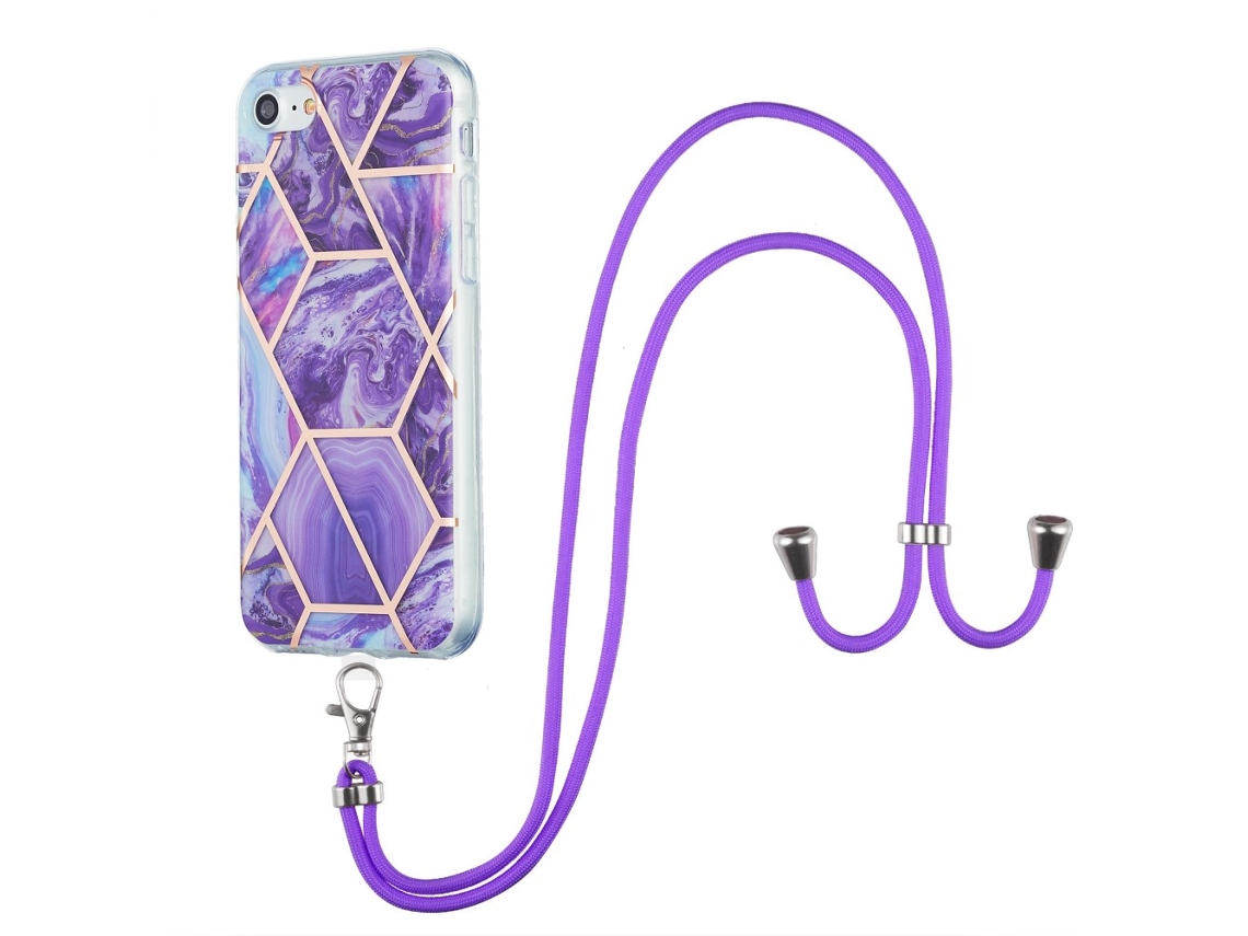 Capa Com Cordão Mm Imd Padrão Emenda Mármore Para Iphone 7 Multicor
