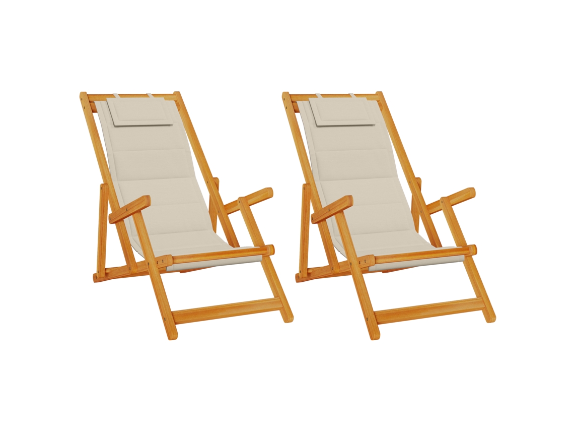 Conjunto 2 Cadeira De Descanso Para Jardim Vidaxl Castanho Madeira De Acácia Maciça (61,5 X 123 X 90 Cm)