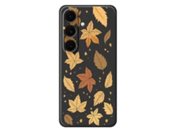 Capa Tkdaddy Para Samsung Galaxy S24 Fe Com Estampa De Folhas De Bordo E Bordas Retas Em Tpu, Preta