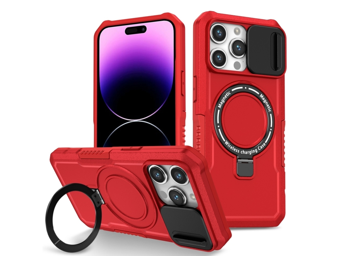 Capa Zruxe Compativel Com Iphone 14 Pro Max (sliding Camshield - Magsafe - Tpu Hybrid Pc - Vermelho)