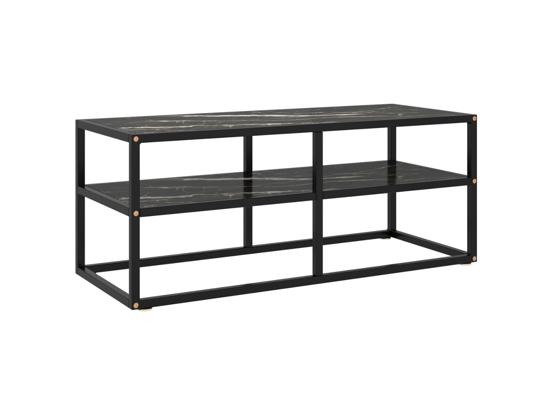 Vidaxl Móvel De Tv 100x40x40 Cm Vidro Mármore Preto