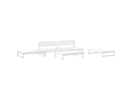 Conjunto 6 Lounge de Jardim Pinho Vida Xl Maciço Branco VIDAXL