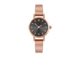 Relógio de Pulso de Moda Simples Casual com Cinta de Malha Quartzo E19 w Preto