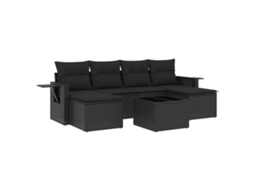 Conjunto de 7 Sofás para Jardim com Almofadões Vime Pe Preto MAISON EXCLUSIVE (7 pcs)