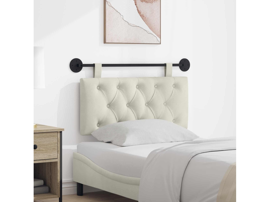 Vidaxl Cabeceira Suspensa Com Luz Led Creme Veludo