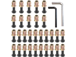 Conjunto De 32 Parafusos Fixação Móveis Em Aço Inoxidável Com Conectores Roscados Para Estrutura