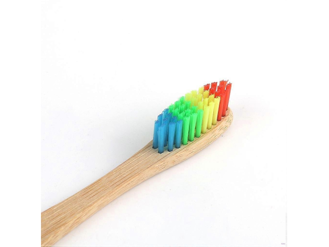 Escova De Dentes De Bambu, Arco-íris, Ecológica, Cerdas Macias