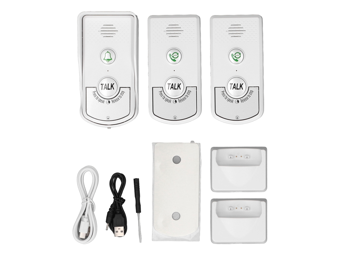 Interfone Sem Fio YURU IP54, Alcance Longo, 2 Vias, Luz Indicadora, Para Casa e Escritório