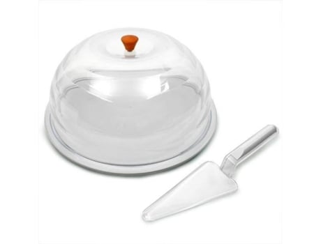 Contenedor De Bolo Biesse 34 Cm Poliestireno Transparente Compatível Com Congelador Lavável Na Máquina De Lavar Louça