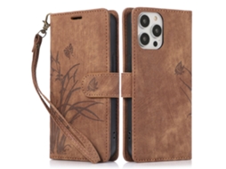 Capa Para Iphone 15 Pro Max Pele Sintética Castanho