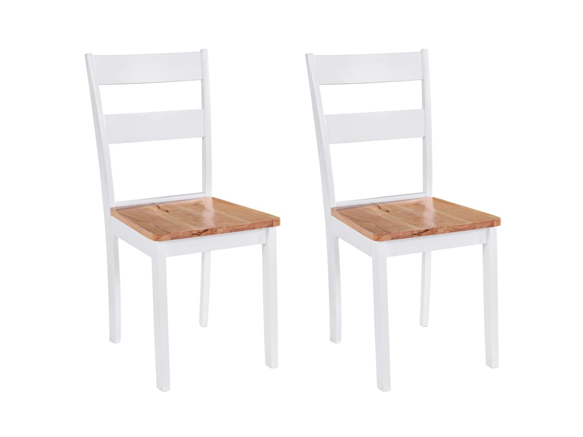 Vidaxl Cadeiras De Jantar 2 Pcs Madeira De Seringueira Maciça Branco