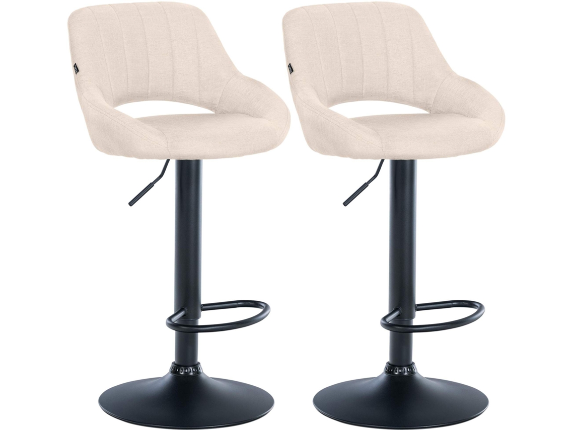 Conjunto de 2 bancos de bar Milet em tecido creme/metal fosco preto CLP