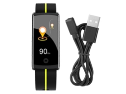 Relógio inteligente com tela colorida, Bluetooth, à prova d'água IP68, monitor de frequência cardíaca Ly Ebike (preto e verde)