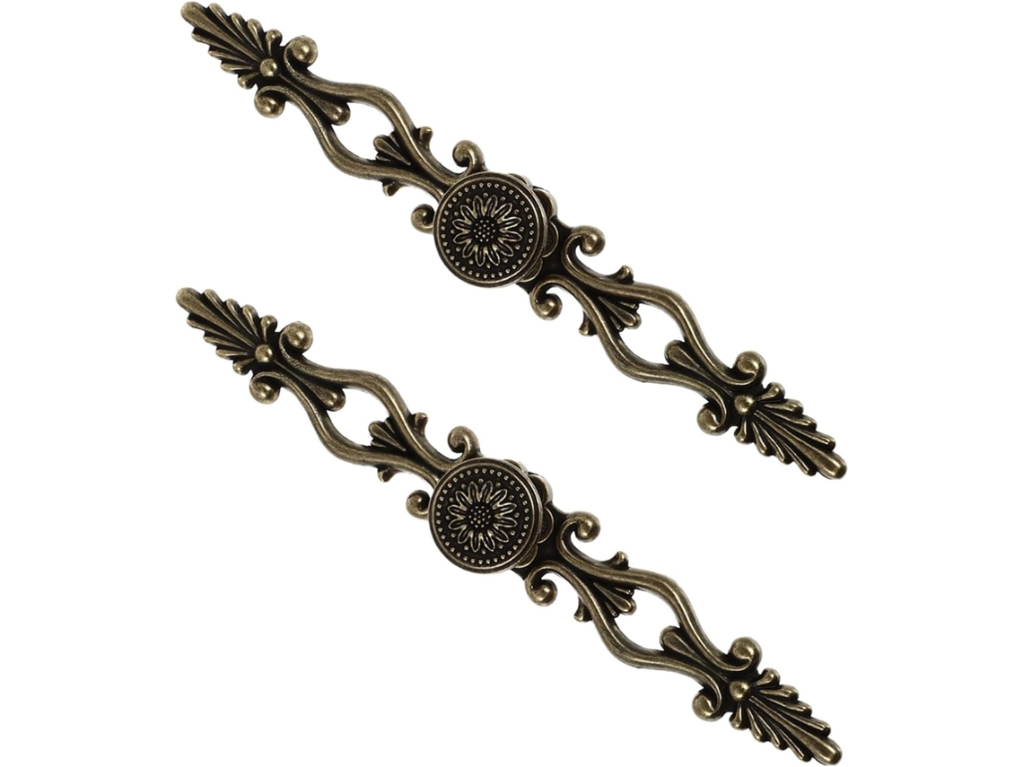 Tehaux Conjunto De 2-puxadores Vintage Europeus Com Design Floral Em Liga Zinco, Espaçamento De 160mm E Pegada