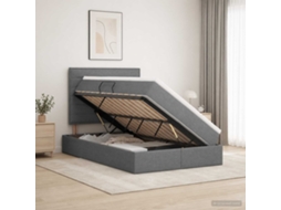 Vidaxl Cama De Armazenamento Led Com Colchão Cinzento-escuro