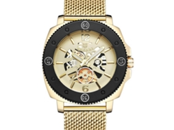Relógio de bolso de luxo para homens, resistente à água e com movimento de quartzo (dourado + preto)