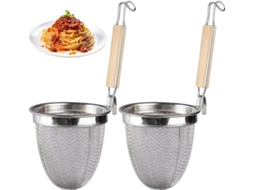 Conjunto De 2 Peneiras Aço Inoxidável Com Malha Fina, Cabo De Madeira E Gancho Para Panela, Ideais Para Cozinhar Nhoque