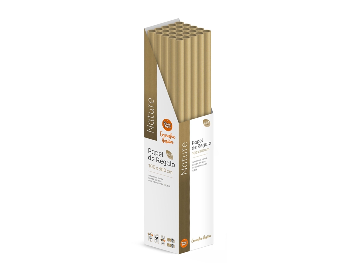 Pacote 25 Rolos Papel Kraft Marrom Verde 3m X 1m Ecológico - Fp Party Paper